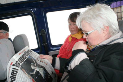 Bilen på  väg till start